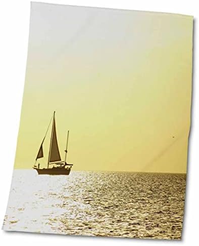 Лодка 3dRose Florene - Дрешки за моряците в жълто и кафяво кърпи (twl-38193-1)