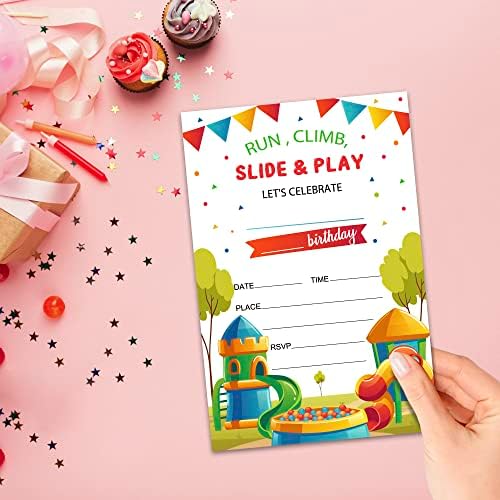Покани, Картички за рожден ден Zodvery Playground - Аксесоари за партита на открито с люлки и пързалки за децата, момчета или момичета - 20 Пълни с покани за рожден ден и компле