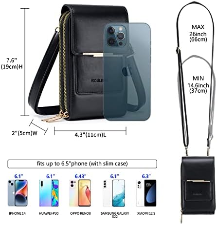 Малка Чанта през рамо Roulens, Чантата за Мобилен Телефон за Жени, Кожена Чанта През рамо, Портфейл с Отделения за Кредитни карти