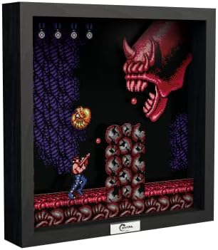 Пикселова рамка Level Up Labs: Contra - Dragon Breath Java - 3D Shadow Box - Декор в Рамката за стените на Дома, Рафтове, колекционерски игри на плакати, Украса игри стая за момчета и момичета