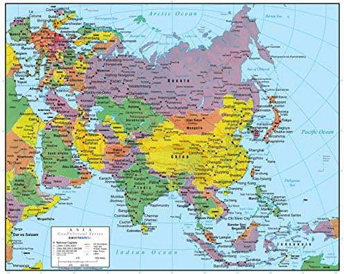 Стенни карта Swiftmaps Азия Геополитическо издание (ламиниран 18x22)