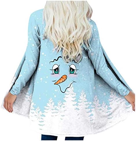 Случайни Жилетка С Коледна дигитален печат, Дамско палто с дълъг ръкав, Пуловер копчета