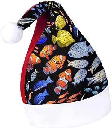 Забавна коледна шапка с участието на океанска риба, шапки на Дядо Коледа с пайети за мъже и жени, на Коледна украса за празнично парти