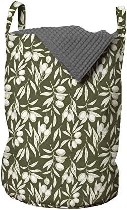 Чанта за дрехи Ambesonne Olive, Ръчно Рисувани Клони Маслиново дърво в Ретро стил, Натурална Градински Теми, Кошница