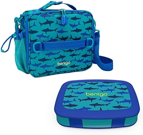 Комплект Изолирани пакети за обяд от щампи Bentgo и Детска Кутия за обяд в стил Bento (Shark)
