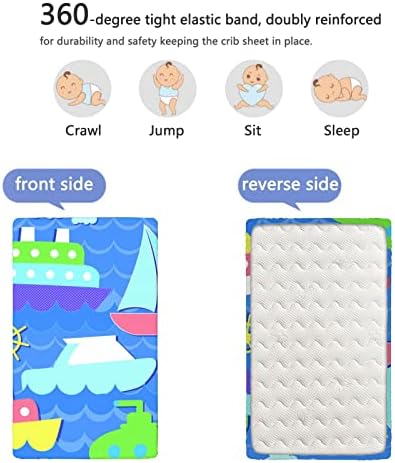 Мини-чаршафи за легла с морска тематика, Портативни мини-чаршафи за легла с Меки и Дишащи Кърпи-Чаршаф за матрак на детско