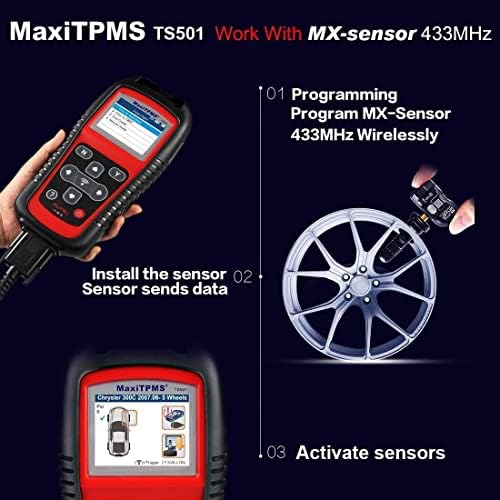 Autel MaxiTPMS TS501 Инструмент, за да задава форма ГУМИТЕ, 2023 Обновен в сравнение с TS408 / TS401, Активира / переобучает всички маркови сензори, Програмира MX-сензори (315/433 Mhz), изпъ?
