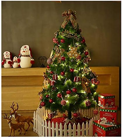 Предварително украсена с Изкуствена Коледна елха CAIXIN, Коледна елха от Премиум-клас, лесно монтируемая с помощта на солидна метална стойка, Коледни украси-червен 7,9