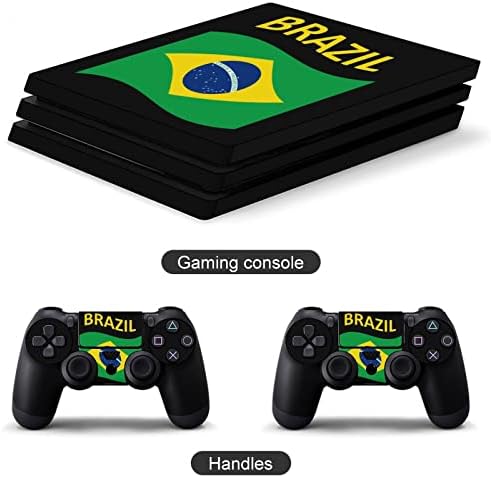 Флаг на Бразилия Скъпа Стикер За Защита на кожата Тънък Калъф за конзола PS-4 Slim/PS-4 Pro и 2 контролера