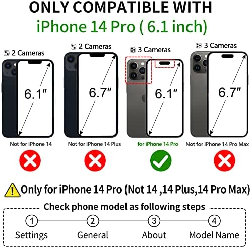 Калъф-за награда, който е съвместим с iPhone 14 Pro, една чанта-портфейл [Поддръжка зарядно Magsafe] 2 в 1, с подвижни