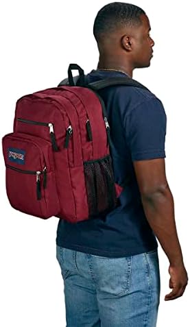 Голяма ученическа раница JanSport - Училищна чанта за книги, за пътуване или работа с 15-инчов отделение за лаптоп, Червено-кафяв цвят, Един размер