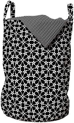 Цвете чанта за дрехи Ambesonne, Романтична Цветя Модел от Преплетени Кръгли Стъбла под формата на Графични изображения, Кошница за дрехи с дръжки, закрывающаяся на шнур