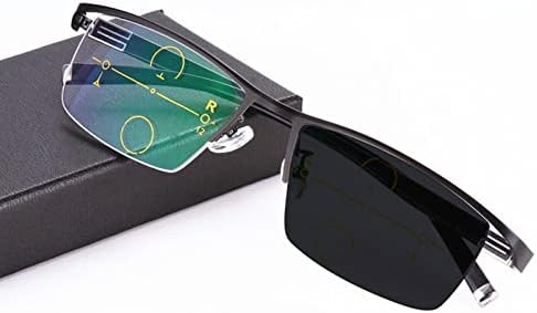 Фотохромичните Прогресивно Многофокусные Преходни Очила за четене, Слънчеви Очила за четене UV400 Слънчеви Очила за Мъже и Жени (Цвят: черен 1, размер: +200)