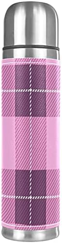 Карирани Розово Модел в Клетка 17 мл, Чаша-Термос с Втулка за Преливане, Запечатани Колба С Двойни Стени от Неръждаема