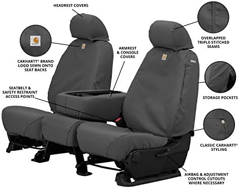 Калъф за седалка Covercraft Carhartt SeatSaver Втория ред на Индивидуалния годни за някои модели на Chevrolet/GMC - Утиное Ширити (Чакъл)