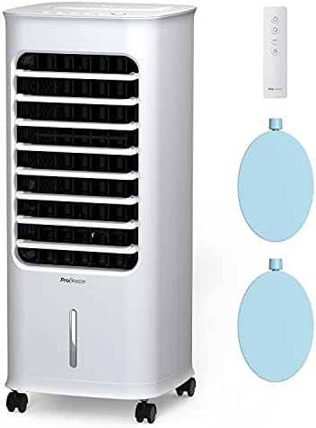 Един изпарителен охладител на въздуха Pro Breeze вентилатора за охлаждане на помещението - Преносим охладител на въздуха 3 в 1 с резервоар на 6 вата, колебания на 70 ° и тай