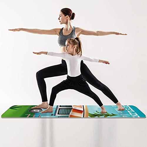 Дебел нескользящий постелката за йога и фитнес 1/4 с Украса и принтом кола за практикуване на йога, Пилатес и фитнес на пода (61x183 см)