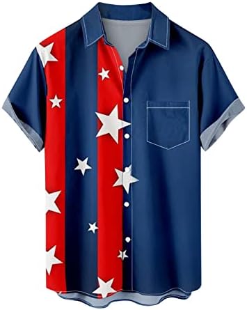Един Гащеризон Мъжки Пролет/Лято, Ден на Независимостта Флаг Гърдите Джоб Модерни Дневни Вечерни Тениски за Мъже Голям