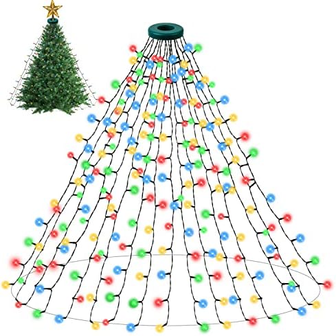 Светлините на Коледната елха - Многоцветни 480 led висящи осветителни тела с размер 9,82 ft x 16 Коледна Украса с 8 Модели,