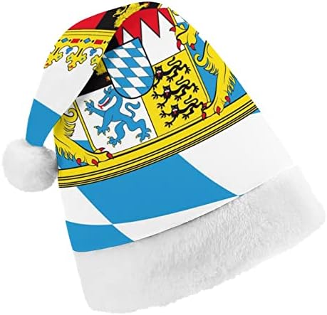 Знамето на Свободна Бавария Плюшен Коледна шапка Палави и Сладки Шапки на дядо коледа с Плюшени полета и Удобна подплата