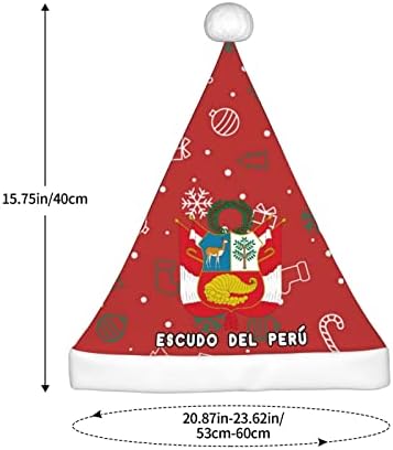 Escudo Del Per2 Забавно плюшен шапка на Дядо Коледа за възрастни, Коледна шапка за жени и мъже, празнична Коледна шапка