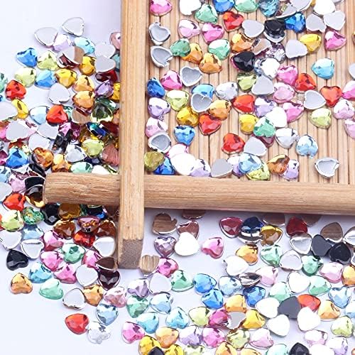 Кристали за дизайн на ноктите 200шт Скъпоценни Камъни във формата на сърце от 4 мм, Плоски Блестящи Ръба, Обичайните Цветове, Акрилни Стикери за нокти С кристали - (Цвя