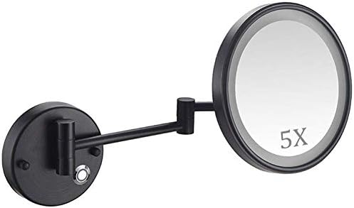 Стенно огледало NOVOCE с 1X/5-кратно увеличение, 8-инчов Огледало за грим, завъртащо се Выдвижное огледало за тоалетка маса със Сензорен екран, Британска вилица (Цвят: Хр?