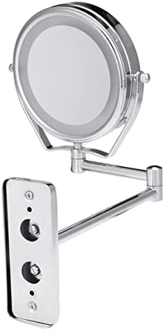 DOUBA Огледало за Грим За Бръснене в Банята с Led Подсветка Монтиране на стена От Двете Страни Выдвижное Въртящо се Огледало