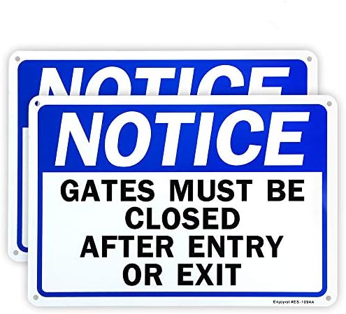 Уведомление Enjoyist 2-Pack - вратата трябва да бъде затворена След знака на влизане или на излизане, Алуминиев Отразяваща
