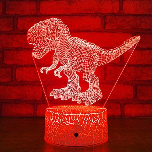 Jinnwell 3D Дракон, Динозавър Нощно Лампа Илюзия Led 7 цвята, което променя Сензорен прекъсвач, Настолни лампи За украса на масата, Акрилна Плосък КОРЕМА-основа, USB-кабел, и?