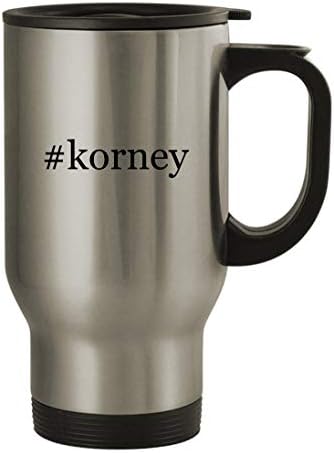 Подарък дрънкулки #korney - Пътна Кафеена Чаша с Хэштегом от Неръждаема Стомана с тегло 14 грама, Сребрист