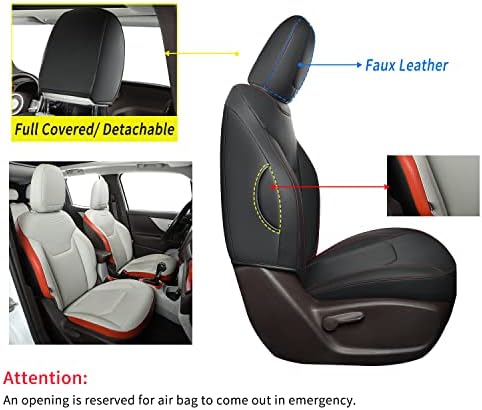 Седалките Covertopia Компас, подходящ за спортни автомобили Jeep Compass 2018-2023 година на издаване и Jeep Renegade 2015-2023 години на освобождаването, от водоустойчива изкуствена кожа (