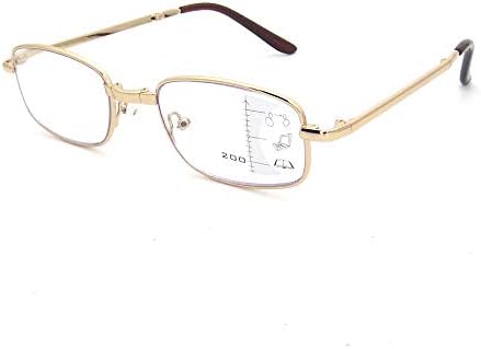 Qi Song Анти-Синя Светлина Мультифокальные Прогресивни Очила За Четене Мъжки Женски Сгъваеми Метални Очила За Четене