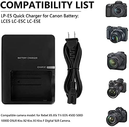 Зарядно устройство LP-E5 съвместима с Canon LCE5 LC-E5C LC-E5E EOS за XS Бунтовник T1i EOS 450D 500D 1000D DSLR Kiss