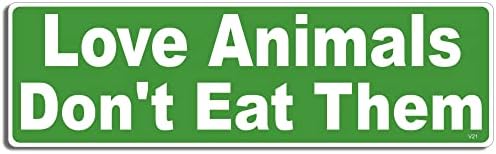 Gear Tatz - Обичайте животните, не ги яжте - Вегетариански, Веганская - Стикер върху бронята - 3 x 10 инча - Професионално направено в САЩ (винил, X1)