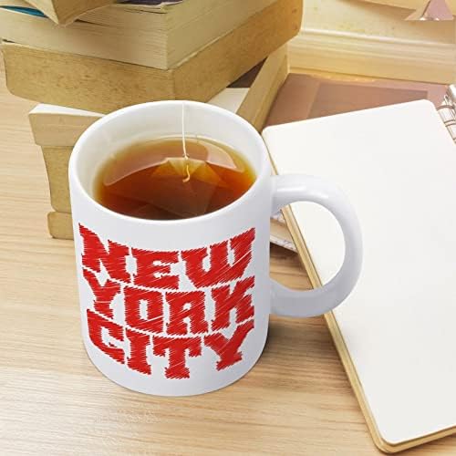 Чаша с Принтом Ню Йорк, Кафе в Чаша, Керамична Чаша за Чай, Забавен Подарък с Логото за Офис, Дом, Жени, Мъже - 11 Грама Бяло