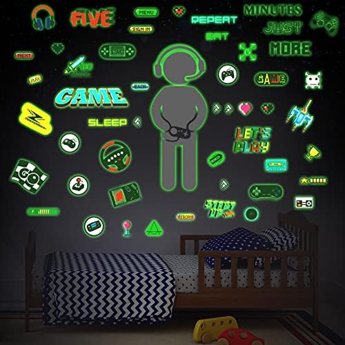 3D Светещ в Тъмното Детска Стикер На Стената За Момче-Геймър, Стикери за Стена, Видеоигровой Контролер, монтиран на стената