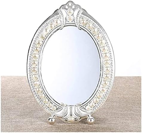 GBYJ Малко Огледало за грим, Метално Десктоп огледало за тоалетка вечеря в европейски стил, Едностранно огледало HD Beauty, Огледало за грим (Цвят: бронз размер: 6 инча)