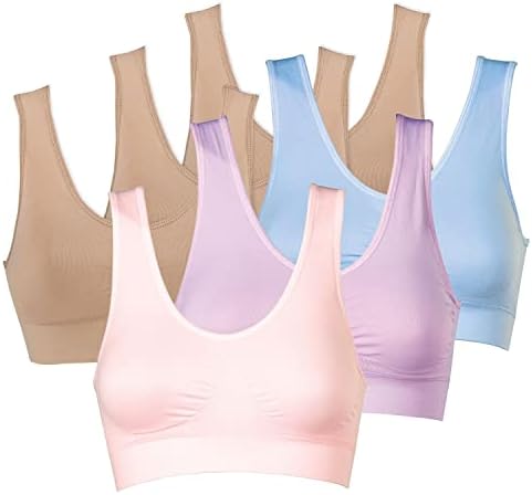 Genie Bra Womens 6 Pack - Безжичен Сутиен за жените, Обикновен, Безшевни сутиени