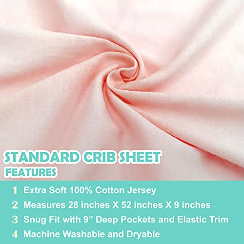 American Baby Company Трикотажная чаршаф от памук, трико за стандартни легла и матраци за деца, Blush, за момичета, 28x52x9 инча (опаковка от 1)