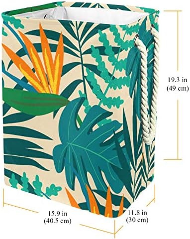 Кошница за дрехи MAPOLO Тропически Листа на Растението Сгъваема Кошница за съхранение на бельо с Дръжки Подвижни Скоби