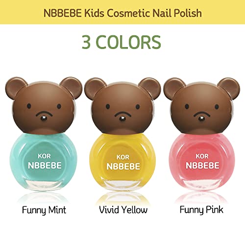 NBBEBE Корейски маникюр | На водна основа | Нетоксичен | Быстросохнущий | Лак за нокти за деца | на Възраст 3 +, 3 цвята (комплект)