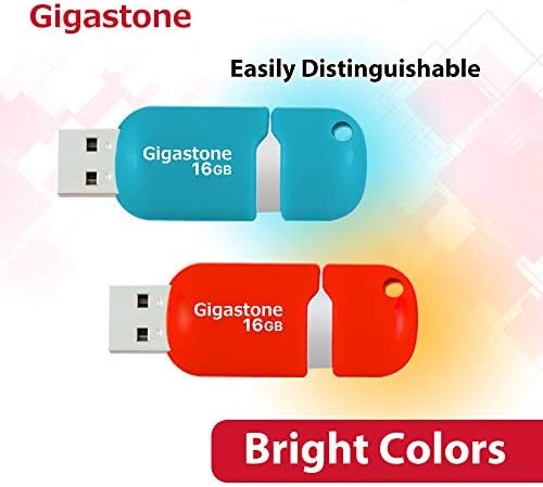 Gigastone V10 16GB 2-Pack USB 2.0 Флаш памет Флаш памет Memory Stick Флаш памет, Без капака, Прибиращи дизайн (син и оранжев)