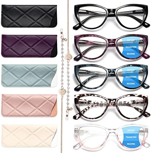 Gaoye, 5 опаковки, Модни очила за четене с кошачьим око за жените, компютърни очила за четене със синя светлина, антибликовые,
