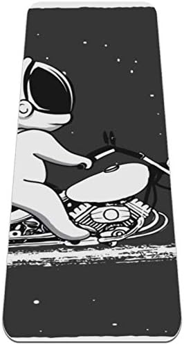 Unicey Сладък Космически Космонавт Мотоциклет Дебел нескользящий подложка за упражнения и фитнес 1/4 за Йога, Пилатес и фитнес на пода (61x183 см)