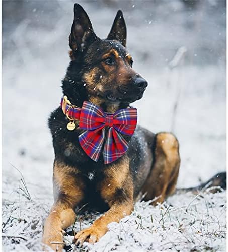 CXDTBH Коледен Памук нашийник за кучета с матросским лък, Червени и Сини Карирани Щенячий нашийник за Малки, Средни и