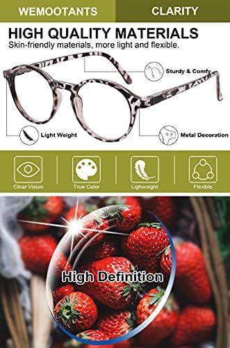 WEMOOTANTS Леки очила за четене, дамски модни кръгли очила Raders 1.0 1.25 1.5 1.75 2.0 2.25 2.5 2.75 3.0 3.25 3.5 3.75