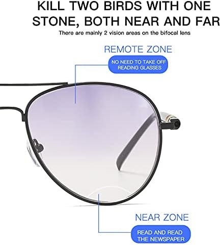 Vepiant 2 Двойки Бифокальных Невидими Пролетта Очила За четене С тръба на шарнирна Връзка UV400 Защитни Очила За Четене С Анти-Синя Светлина Очила