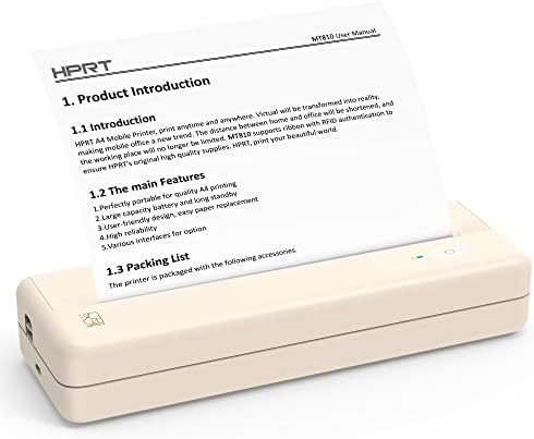 Безжичните принтери HPRT Bluetooth MT810 Beige за преносими пътуване - Термопринтер Без мастило за домашна употреба,
