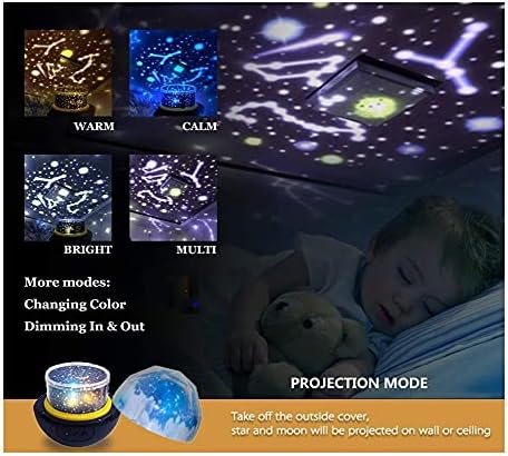 Lovedfgh Galaxy Проектор лека нощ за деца, Играчки за момичета 2-6 години Подаръци деца Звезден лека нощ Проекционная Лампа с 5 Комплекти осветление кино-салон Великденски ?